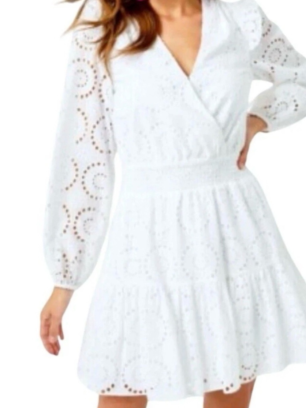 Lilly Pulitzer Taviana Eyelet Dress White Circle Bloom Resort Style Size 00 new